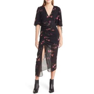 All Saints Black Floral High Low ‘Safiya Solanio’ Dress NWT